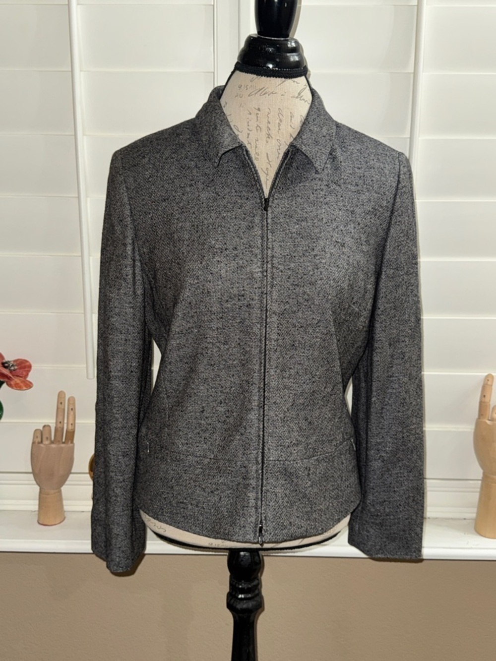 Ann Taylor Tweed Blazer Jacket Vintage Wool Silk Blend